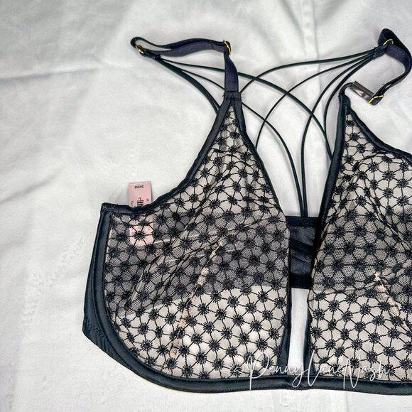 NWT Victoria's Secret LUXE Starburst Unlined Plunge Bra Black - Picture 3 of 9